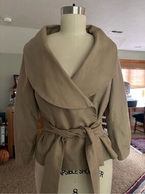 Spiegel Taupe Wrap Trench Coat with Shawl Collar